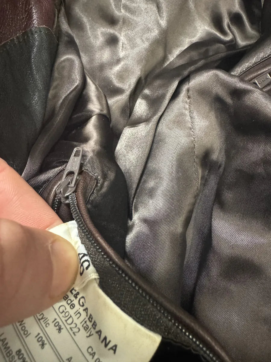 AW2008 Dolce & Gabbana Patchwork Circle Burgundy Leather Jacket AUzyEwC 11