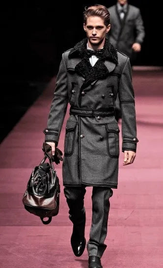 AW2009 Dolce & Gabbana Grey Wool Double-Breasted Officer Long Coat QZjBiRQl 1