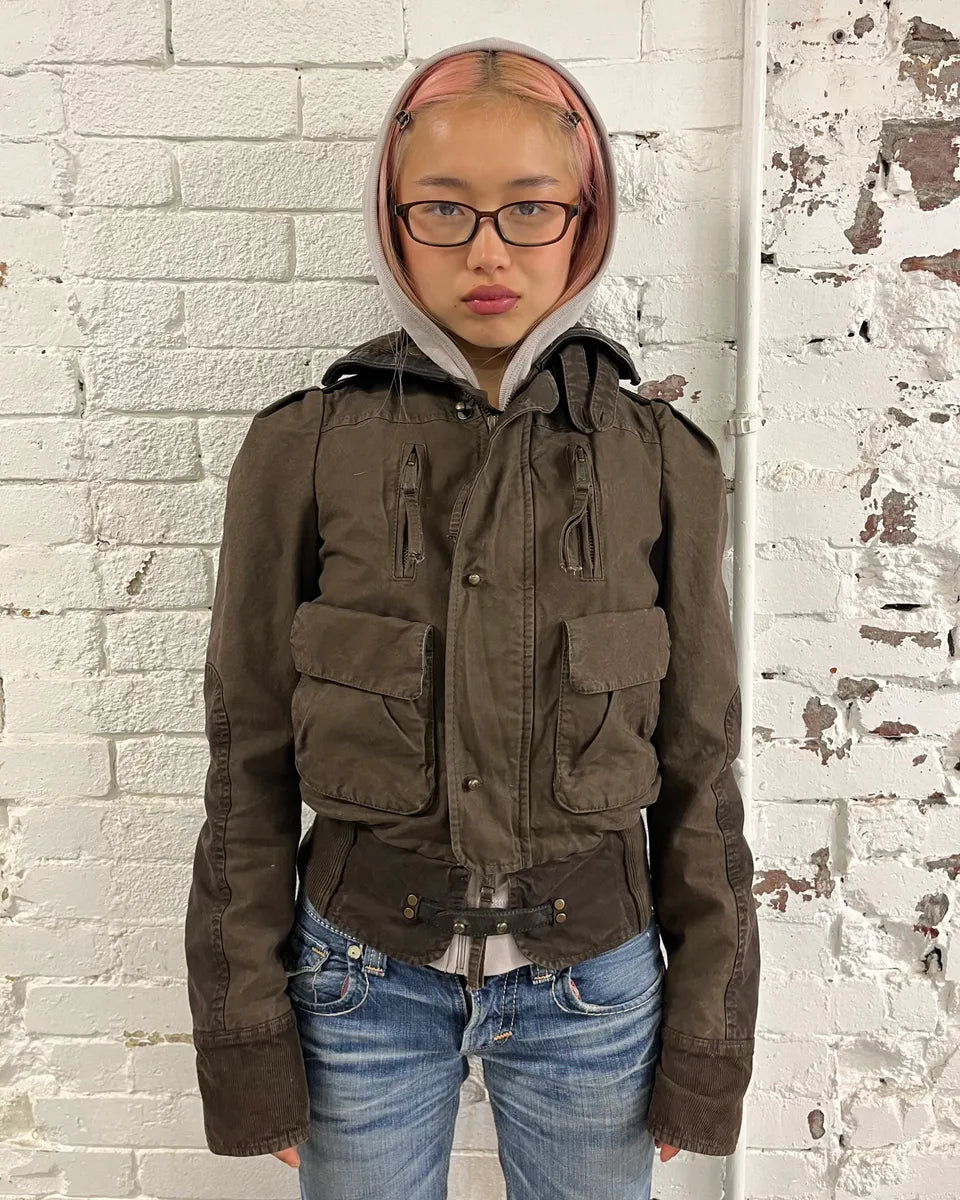 AW2009 Dsquared2 Brown Multi Pockets Cargo Bomber Jacket uQpwzbM 1