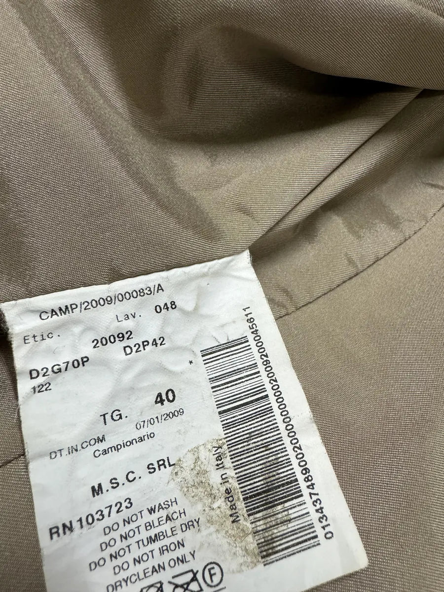 AW2009 Emporio Armani Beige Floral Neck & Wrists Leather Jacket (S/M) 10
