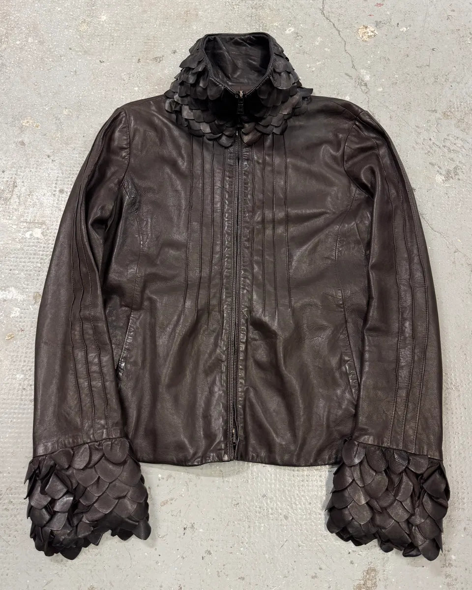 AW2009 Emporio Armani Black Bird Leather Jacket (XS) 0
