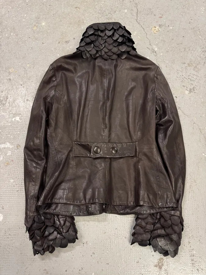 AW2009 Emporio Armani Black Bird Leather Jacket (XS) 3