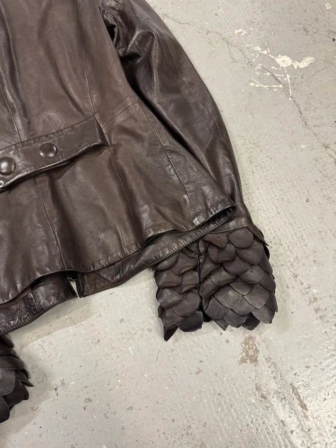 AW2009 Emporio Armani Black Bird Leather Jacket (XS) 4