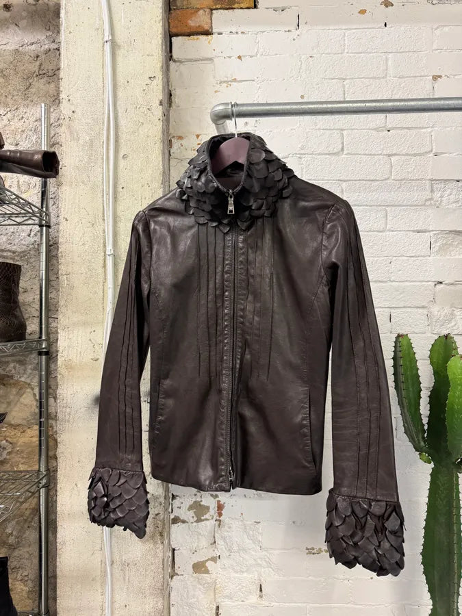 AW2009 Emporio Armani Black Bird Leather Jacket (XS) 7