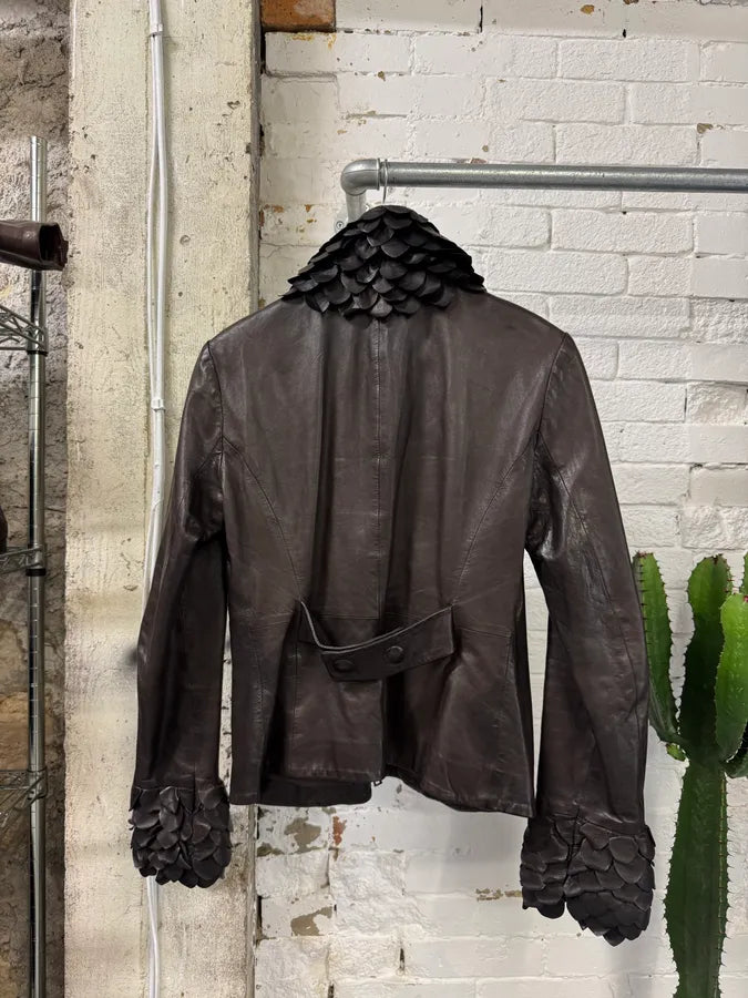 AW2009 Emporio Armani Black Bird Leather Jacket (XS) 8