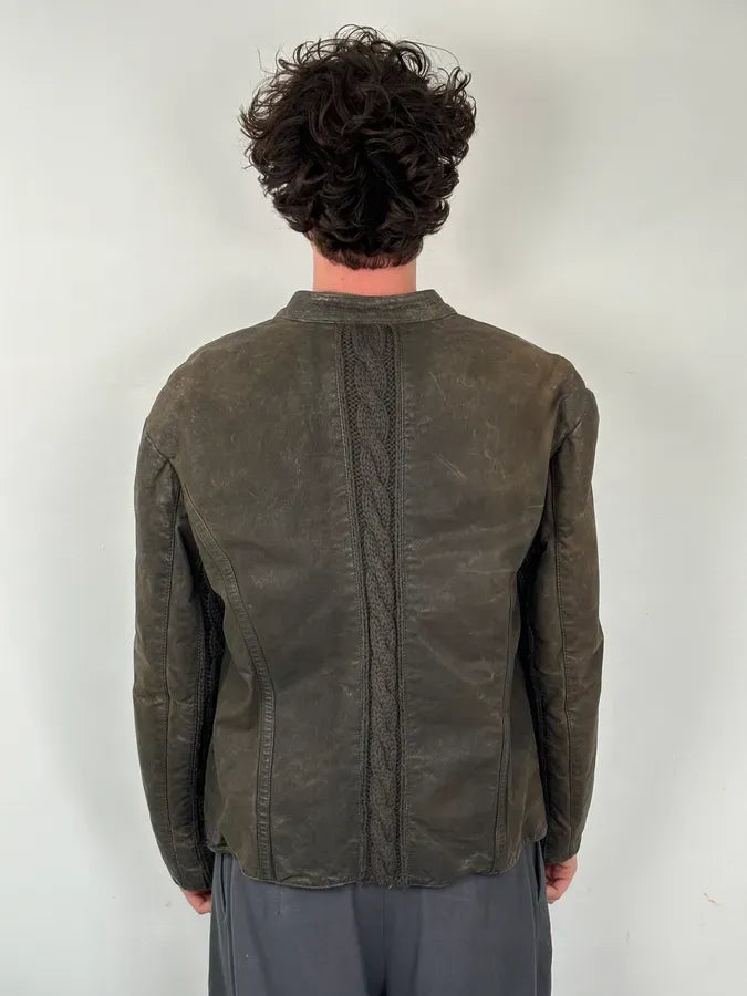 AW2009 Emporio Armani Brown Leather Wool Embelishments Jacket xpvCfAp 3