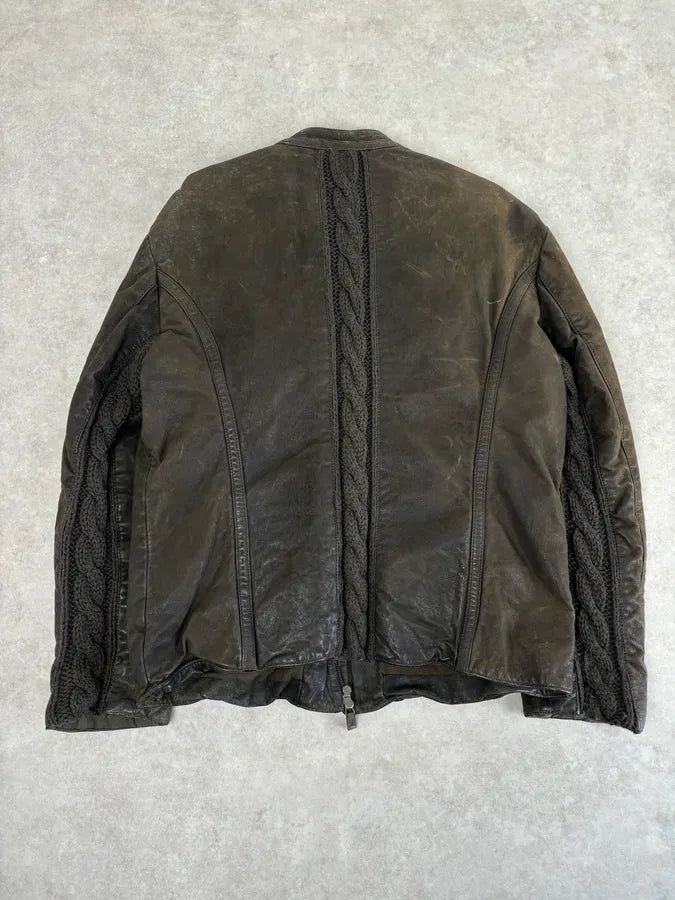 AW2009 Emporio Armani Brown Leather Wool Embelishments Jacket xpvCfAp 4