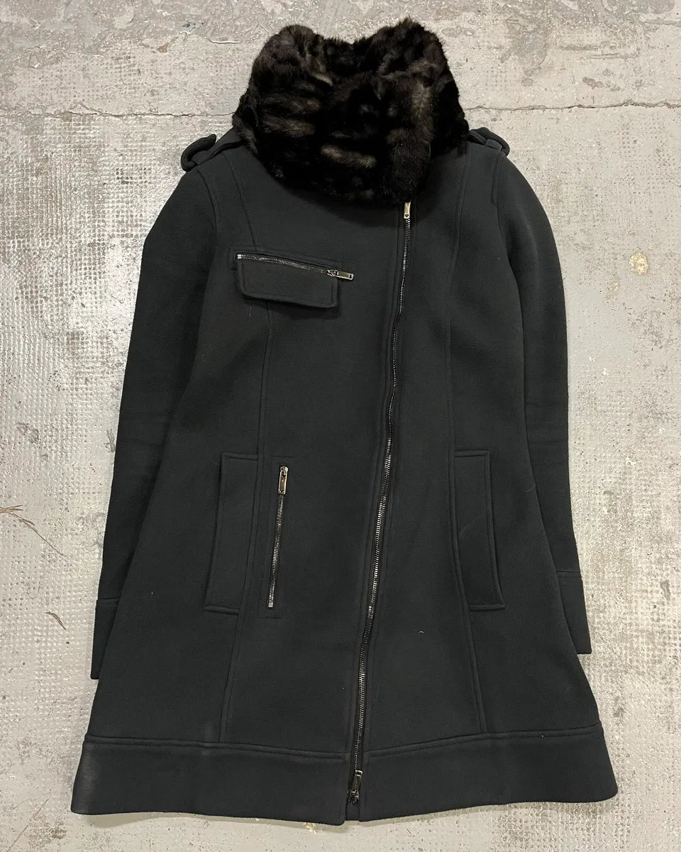 AW2009 Emporio Armani Fur Collar Black Long Coat  ohQJRPK 3