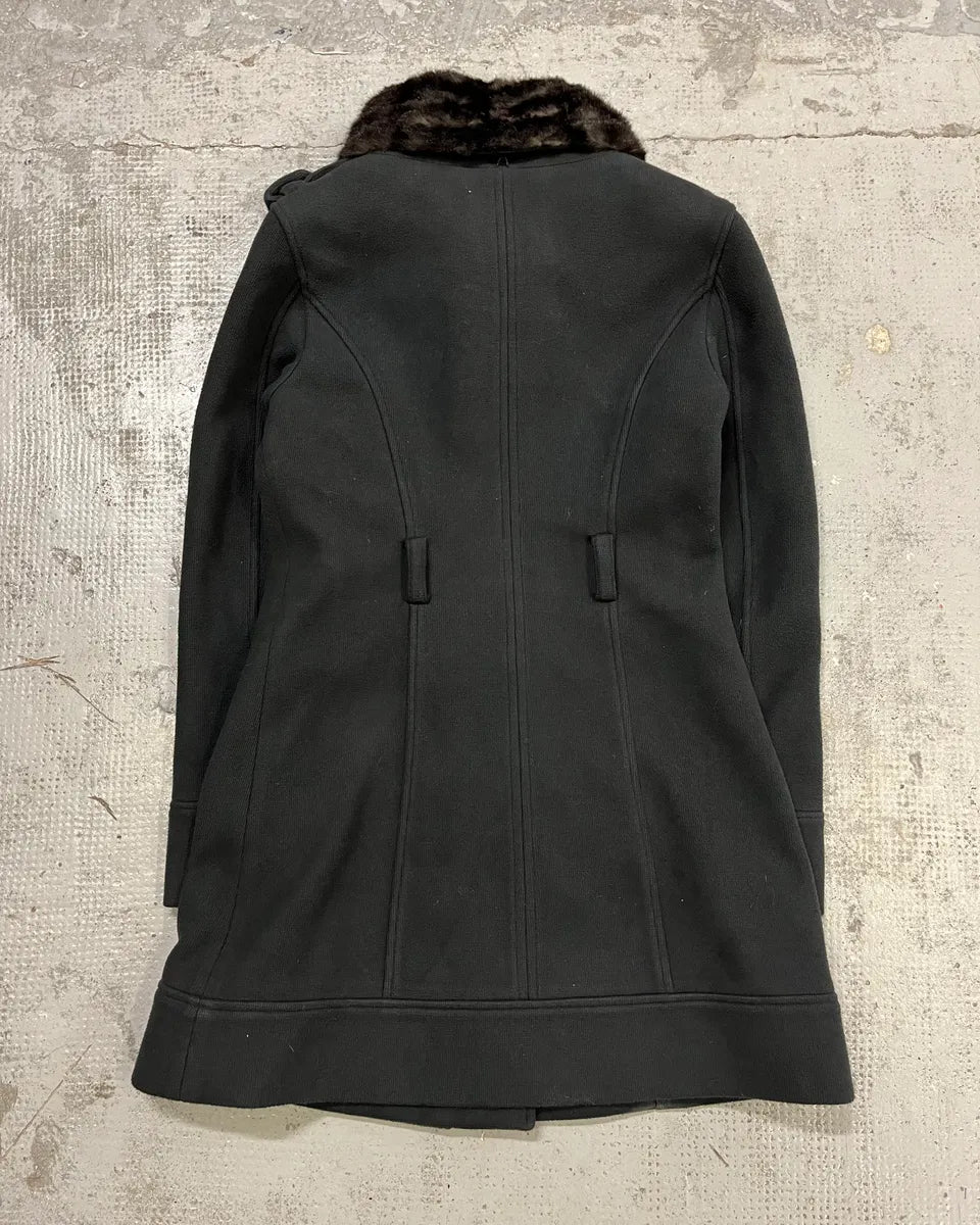 AW2009 Emporio Armani Fur Collar Black Long Coat  ohQJRPK 7