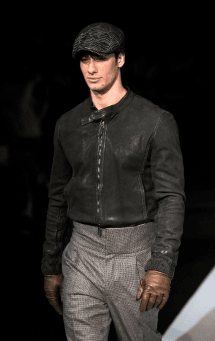 AW2009 Emporio Armani Leather & Wool Brown Eroded Biker Jacket SLaDBDc 1