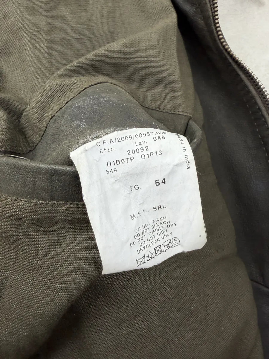 AW2009 Emporio Armani Leather & Wool Brown Eroded Biker Jacket SLaDBDc 11