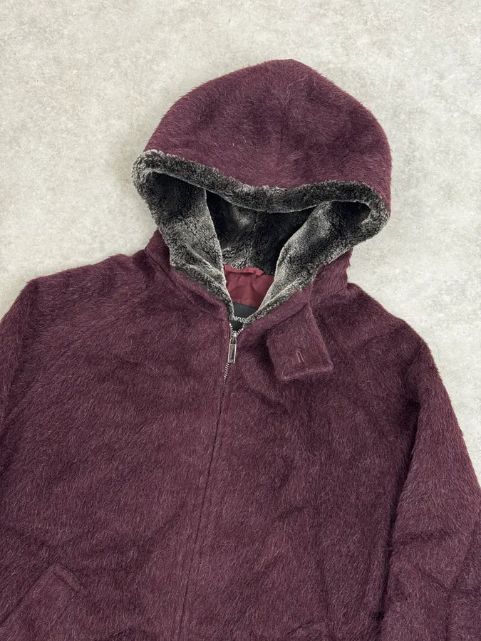 AW2014 Emporio Armani Burgundy Eco Fur Hooded Jacket bLAUeeY 5