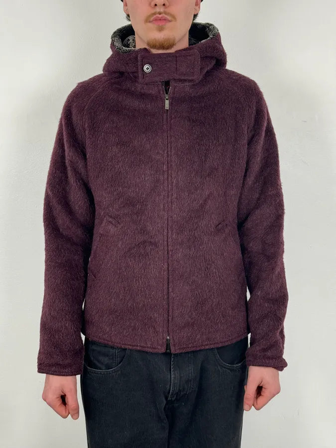 AW2014 Emporio Armani Burgundy Eco Fur Hooded Jacket bLAUeeY 1