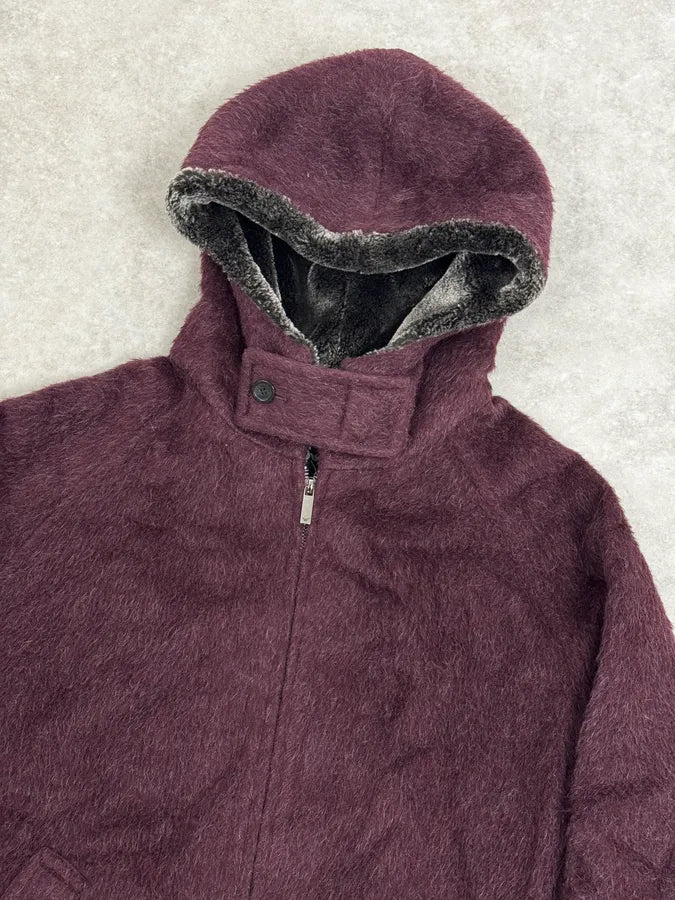 AW2014 Emporio Armani Burgundy Eco Fur Hooded Jacket bLAUeeY 4