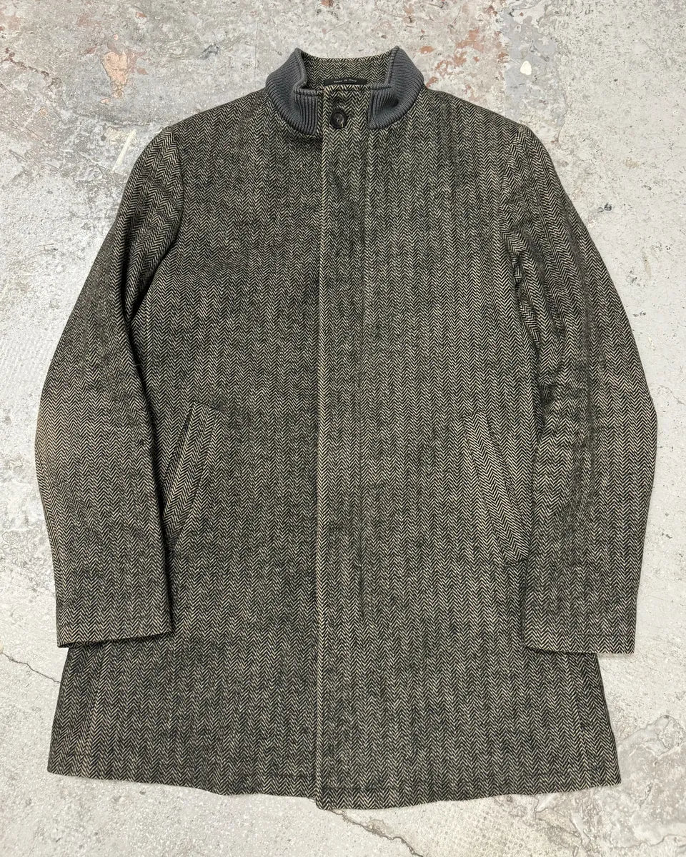 AW2009 Emporio Armani Raw Wool Grey Long Coat vMdqmcU 0