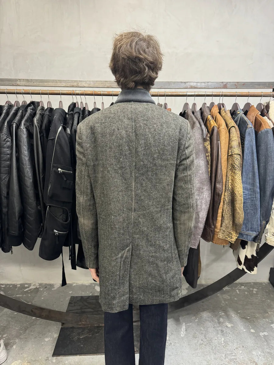 AW2009 Emporio Armani Raw Wool Grey Long Coat vMdqmcU 4
