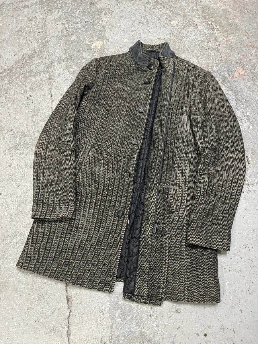 AW2009 Emporio Armani Raw Wool Grey Long Coat vMdqmcU 7