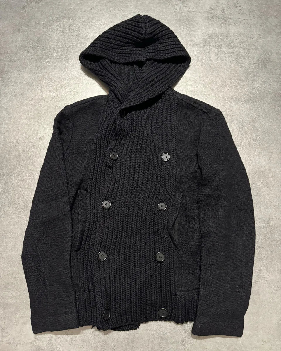AW2009 Emporio Armani Wool Navy Hooded Naval Buttoned Sweater (S) 0