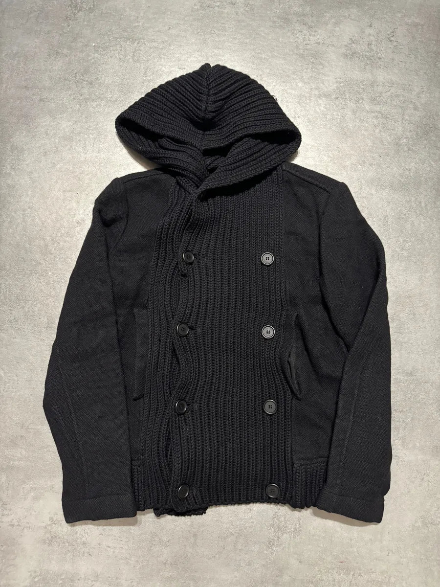 AW2009 Emporio Armani Wool Navy Hooded Naval Buttoned Sweater (S) 11