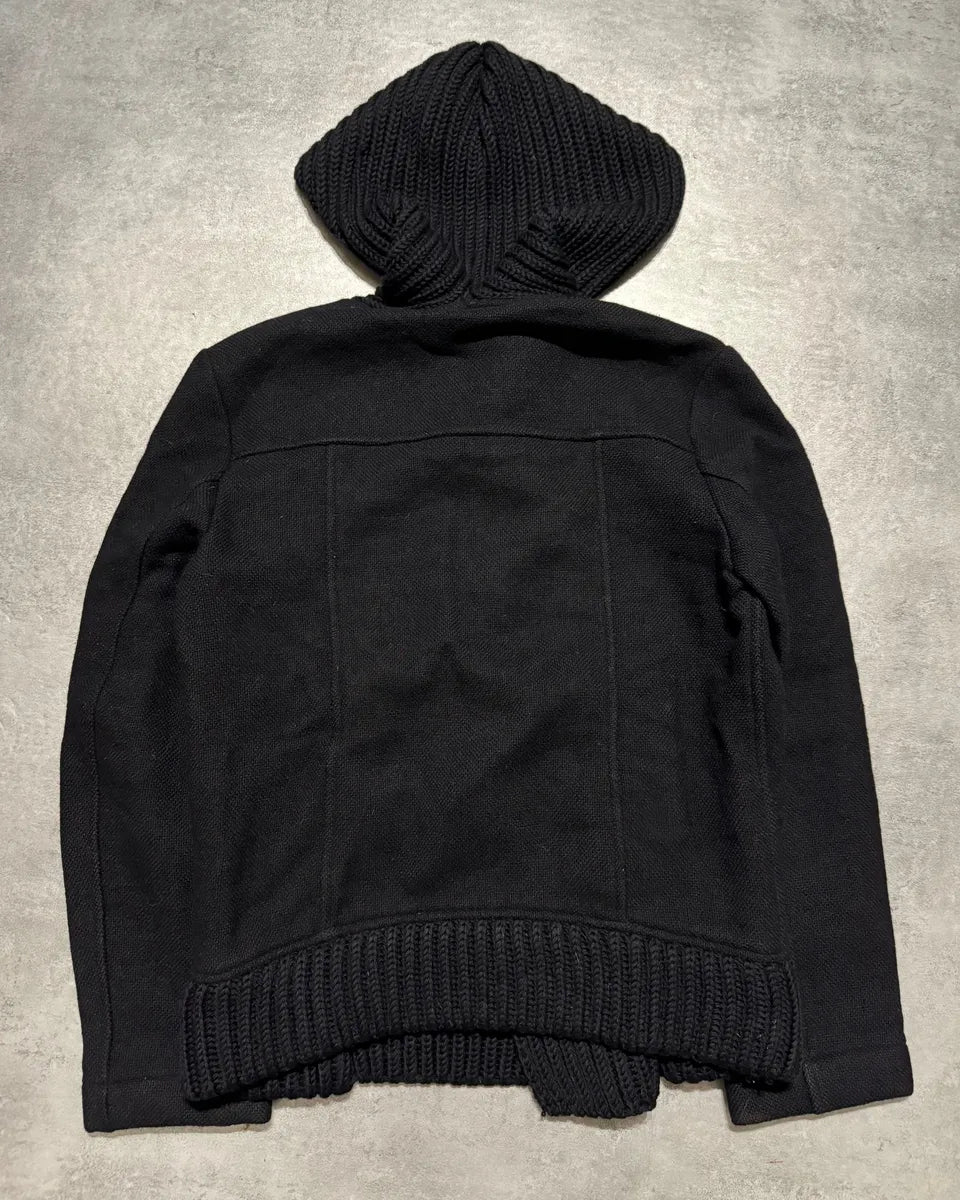 AW2009 Emporio Armani Wool Navy Hooded Naval Buttoned Sweater (S) 3
