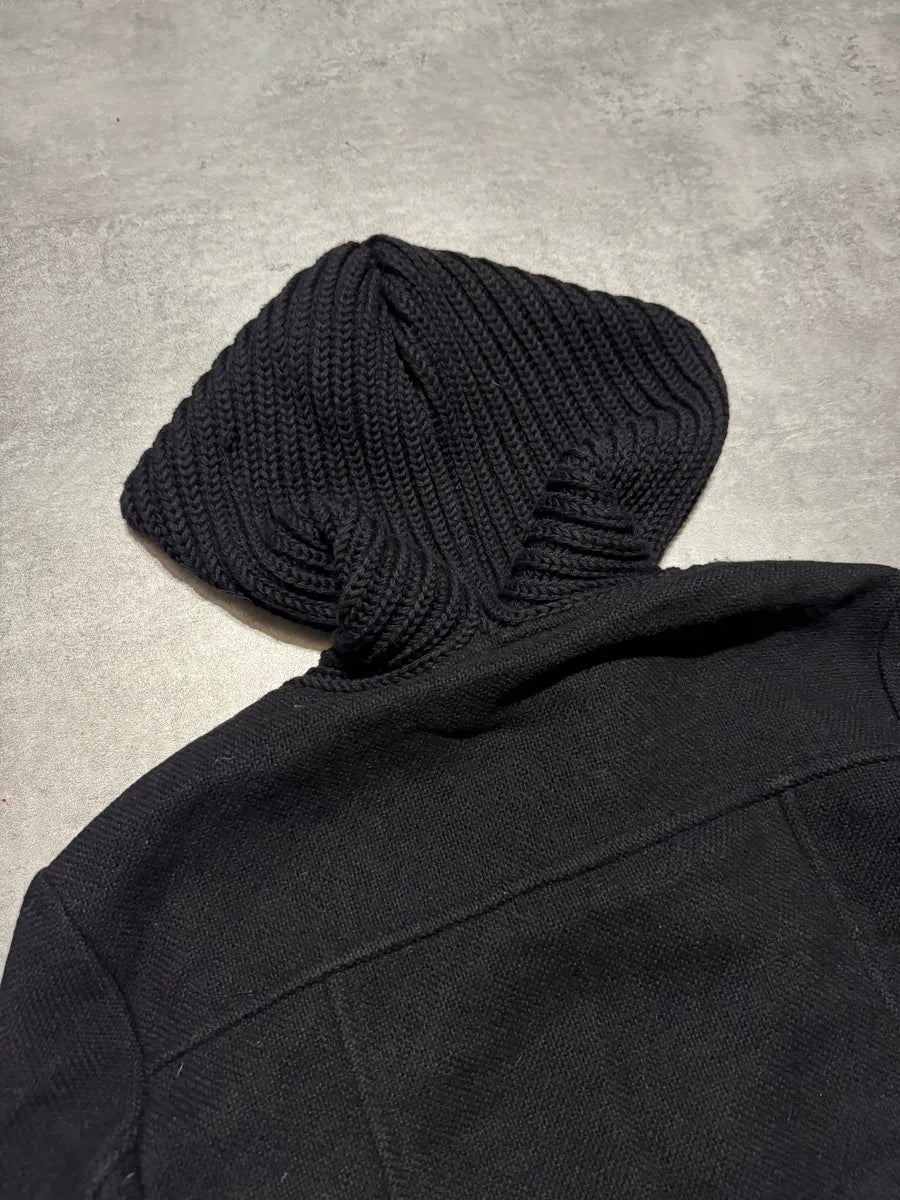 AW2009 Emporio Armani Wool Navy Hooded Naval Buttoned Sweater (S) 4