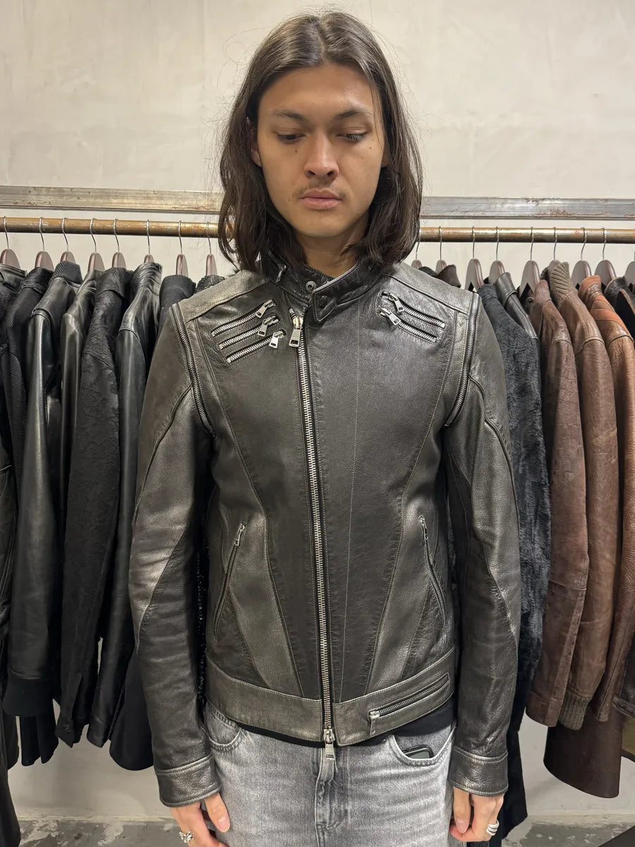AW2009 Gucci Biker Detachable Sleeves Leather Jacket uKSWtlo 2