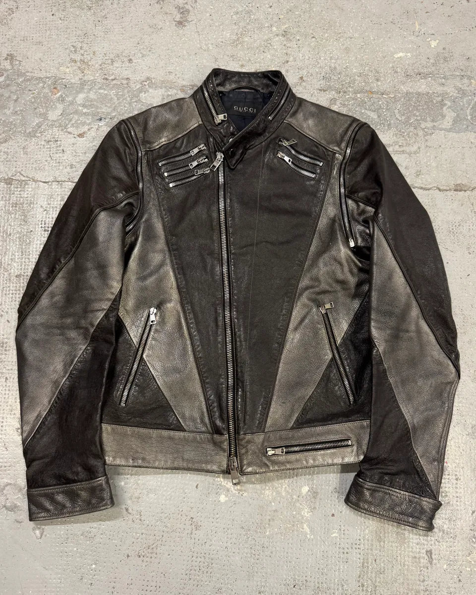 AW2009 Gucci Biker Detachable Sleeves Leather Jacket uKSWtlo 0