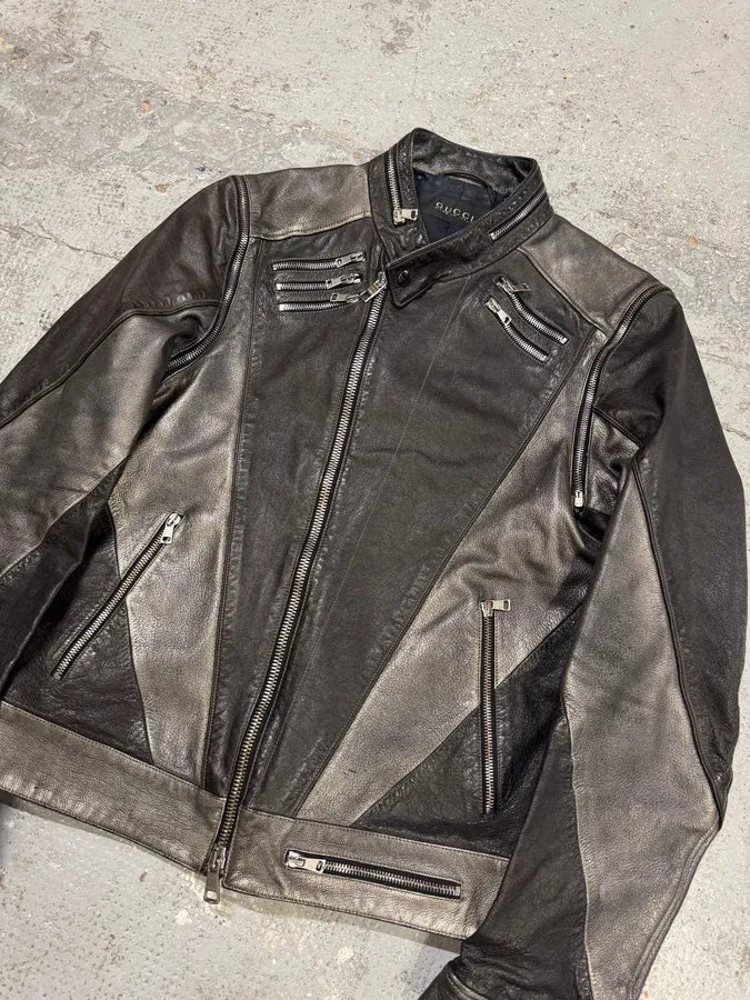 AW2009 Gucci Biker Detachable Sleeves Leather Jacket uKSWtlo 4