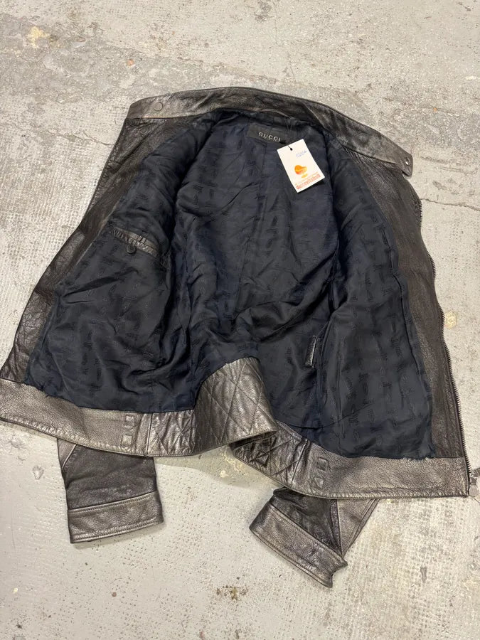 AW2009 Gucci Biker Detachable Sleeves Leather Jacket uKSWtlo 9