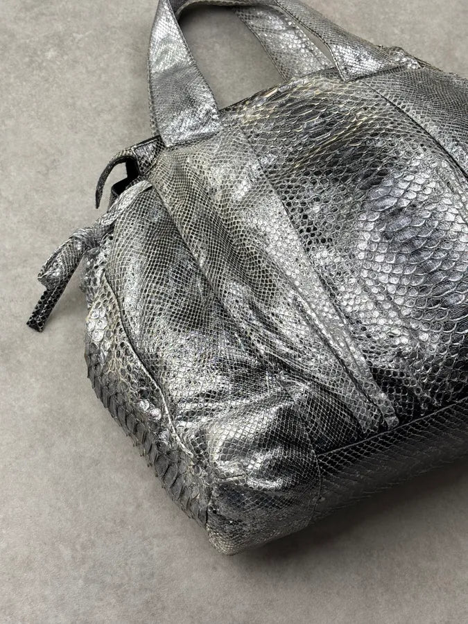 SS2008 Gucci Black & Silver Python Leather Tote Bag by Frida Giannini VCshRkW 12