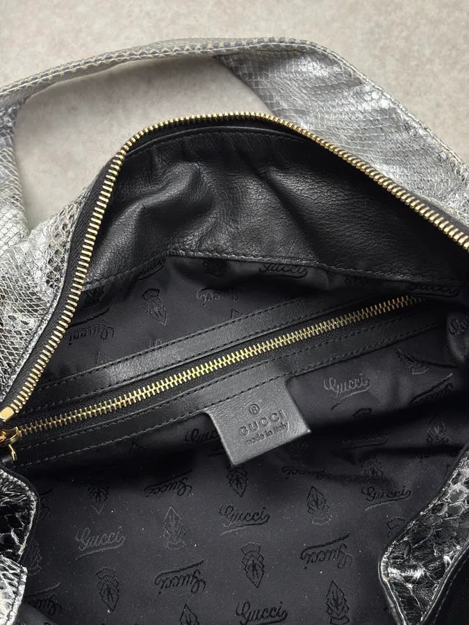 SS2008 Gucci Black & Silver Python Leather Tote Bag by Frida Giannini VCshRkW 18