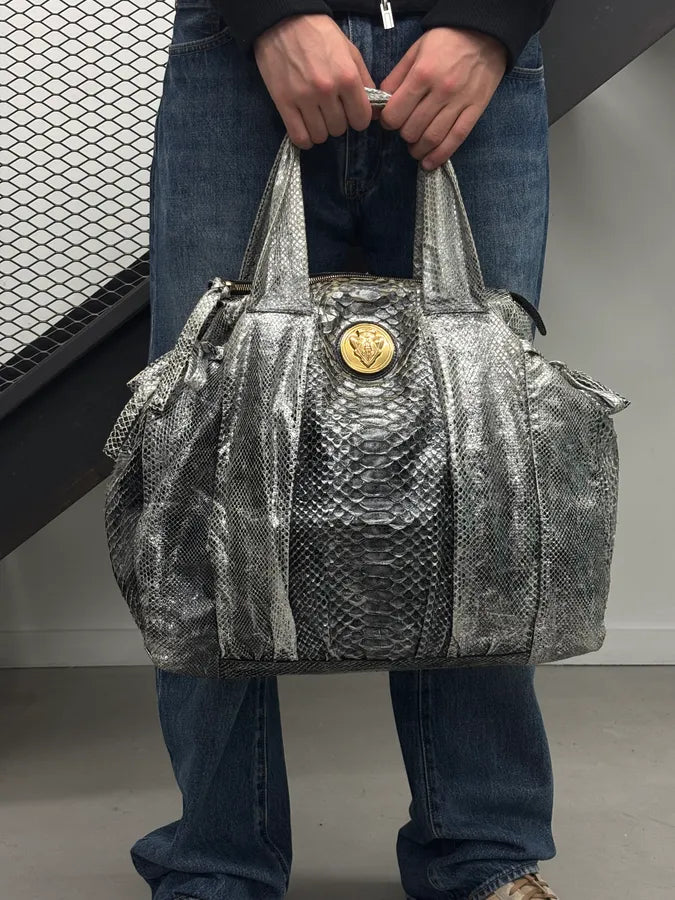 SS2008 Gucci Black & Silver Python Leather Tote Bag by Frida Giannini VCshRkW 3