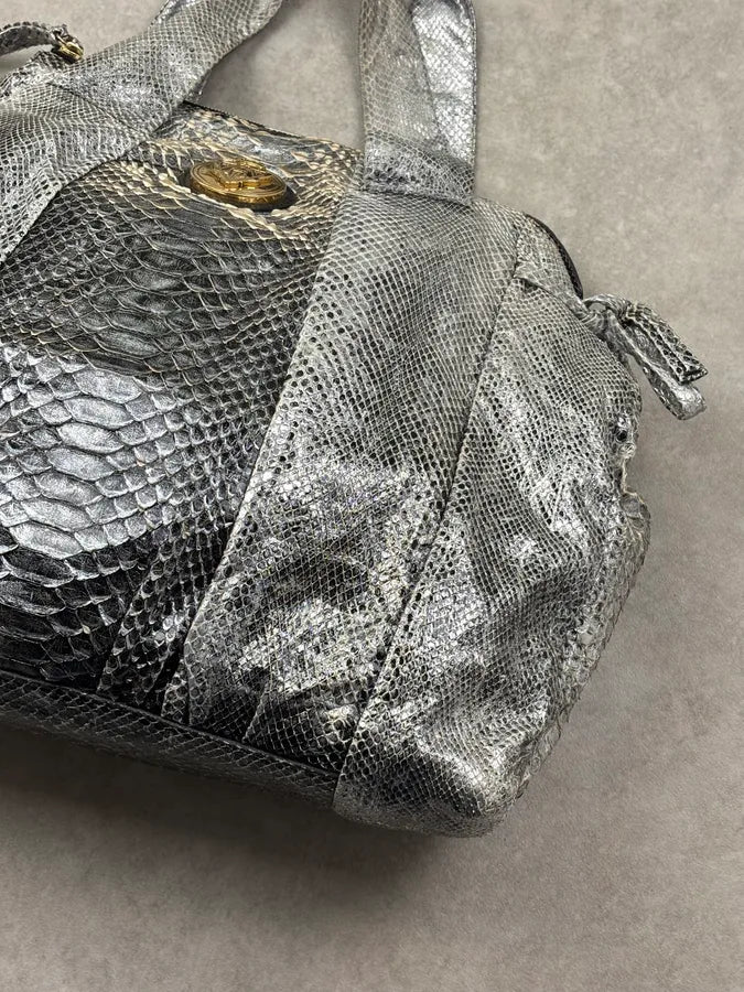 SS2008 Gucci Black & Silver Python Leather Tote Bag by Frida Giannini VCshRkW 8