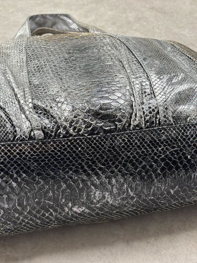 SS2008 Gucci Black & Silver Python Leather Tote Bag by Frida Giannini VCshRkW 14
