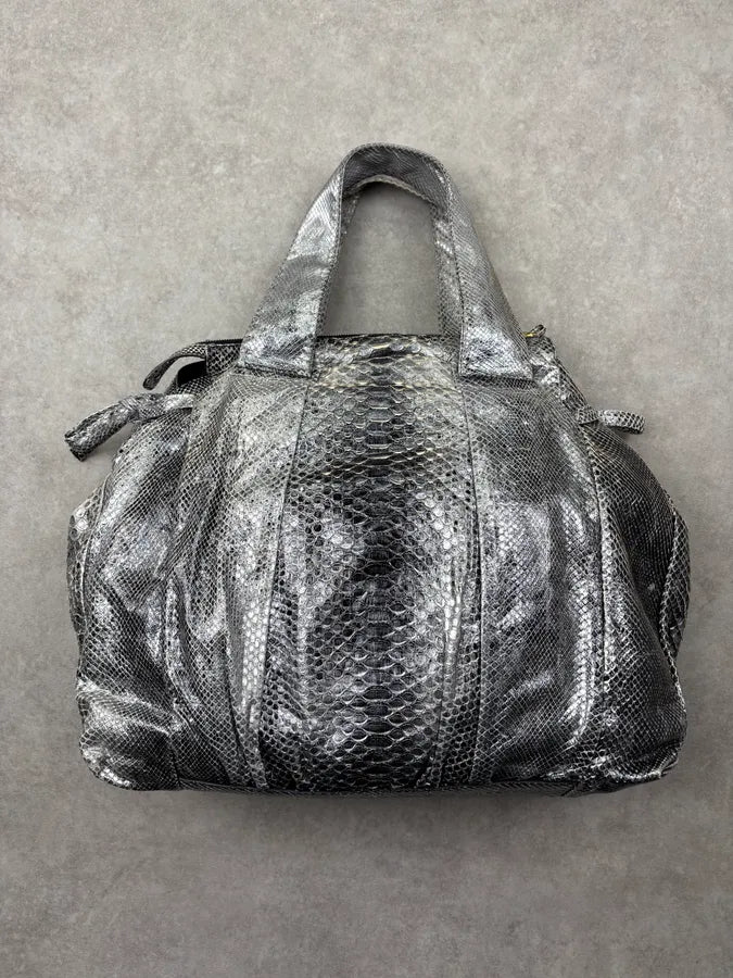 SS2008 Gucci Black & Silver Python Leather Tote Bag by Frida Giannini VCshRkW 13
