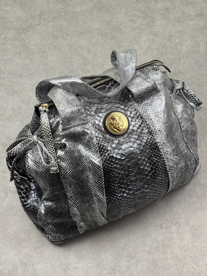 SS2008 Gucci Black & Silver Python Leather Tote Bag by Frida Giannini VCshRkW 0