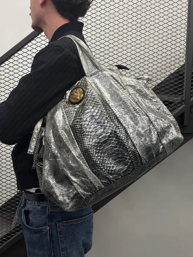 SS2008 Gucci Black & Silver Python Leather Tote Bag by Frida Giannini VCshRkW 4