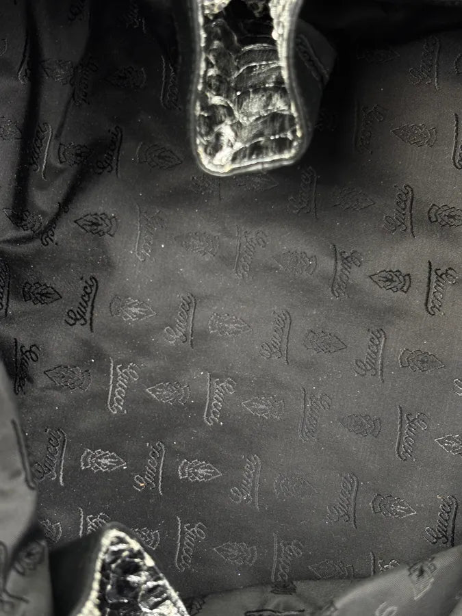 SS2008 Gucci Black & Silver Python Leather Tote Bag by Frida Giannini VCshRkW 16