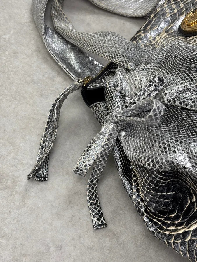 SS2008 Gucci Black & Silver Python Leather Tote Bag by Frida Giannini VCshRkW 11