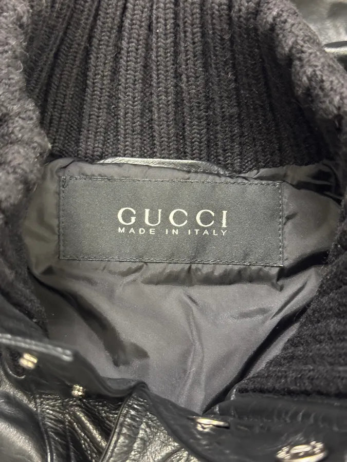 AW2009 Gucci Black Contemporary Fur Hooded Leather Jacket seFSsSj 7