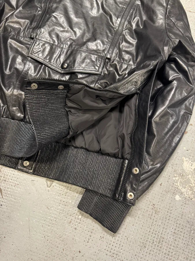 AW2009 Gucci Black Contemporary Fur Hooded Leather Jacket seFSsSj 8