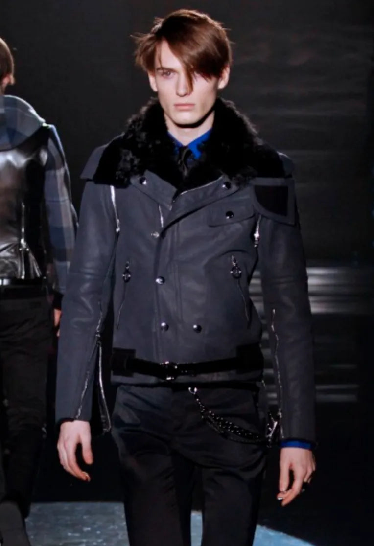 AW2009 Gucci Black Shearling Zip-Off Leather Jacket by Frida Giannini GHlmXsav 1