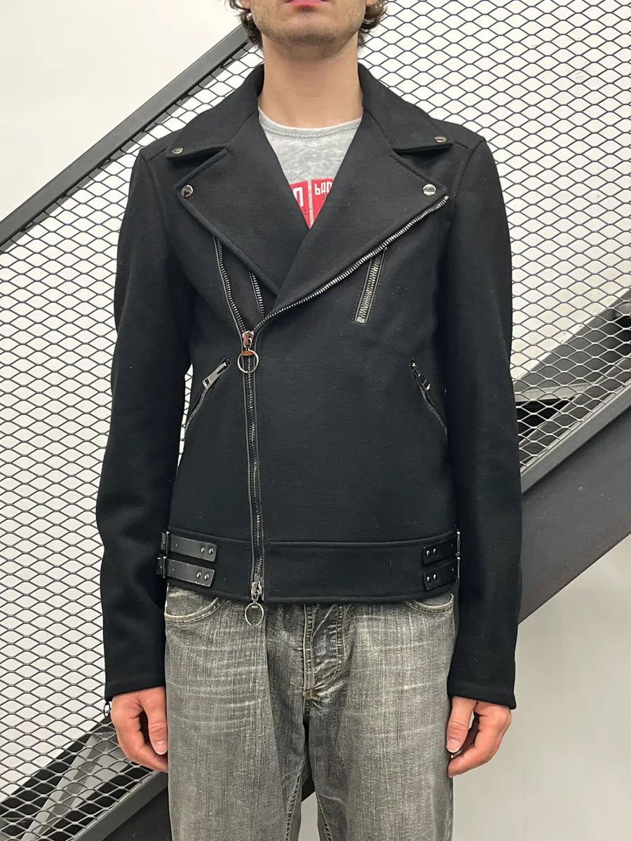 AW2009 Gucci Black Wool & Leather Biker Zip Perfecto Jacket by Frida Giannini zXzrbenv 1