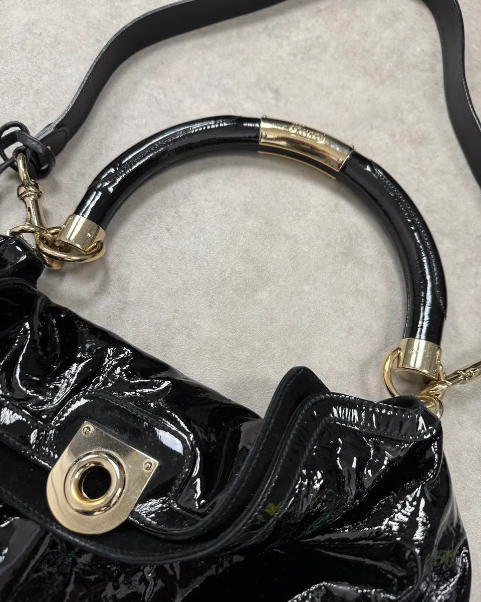 AW2009 Gucci Indy Black Shinny Leather Bamboo Handle Bag by Frida Giannini VSuRAou 3
