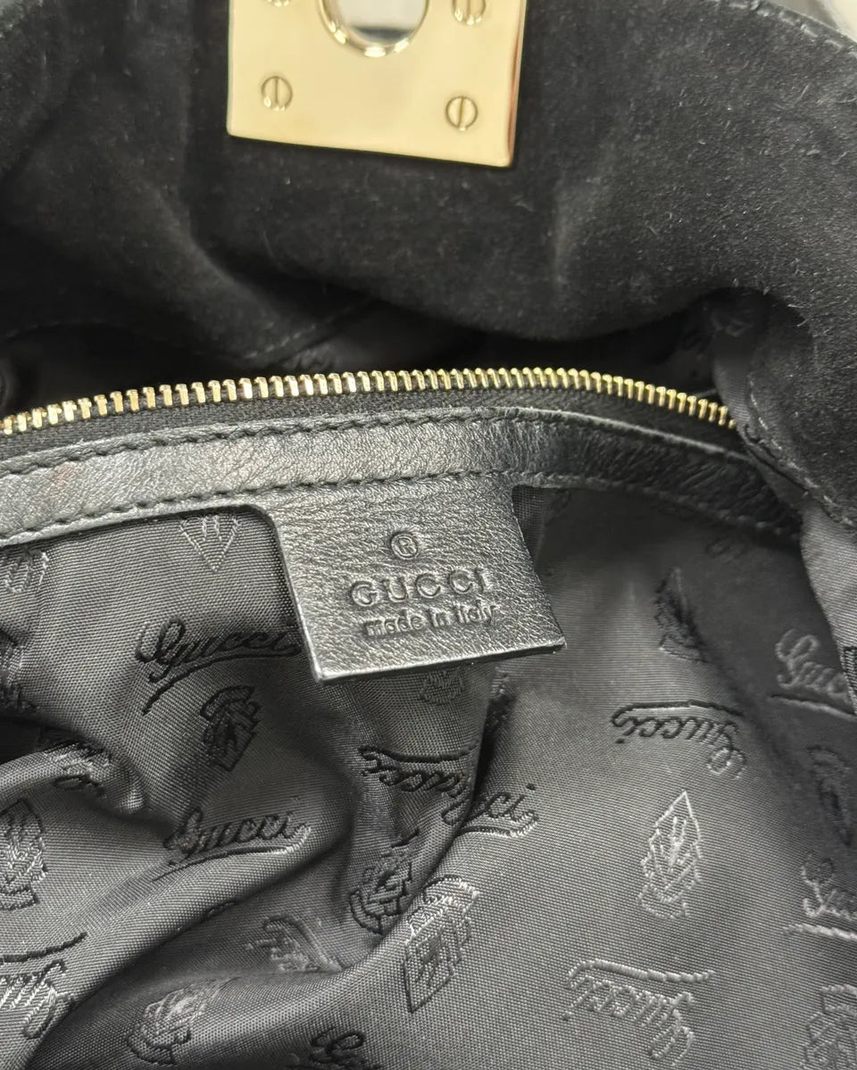 AW2009 Gucci Indy Black Shinny Leather Bamboo Handle Bag by Frida Giannini VSuRAou 7