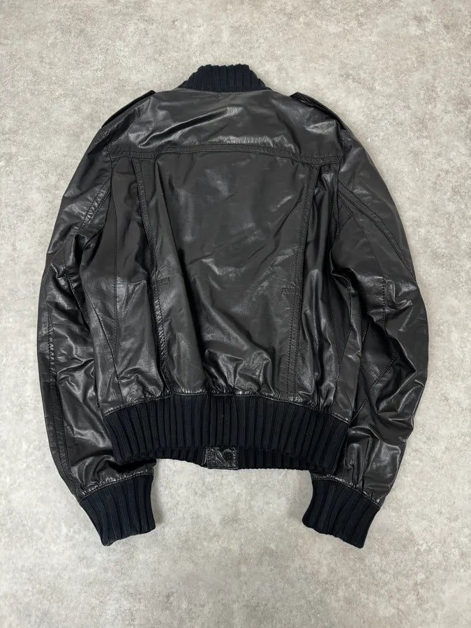 AW2009 Gucci Madonna Black Leather Premium Buttoned Jacket CXRakZN 3