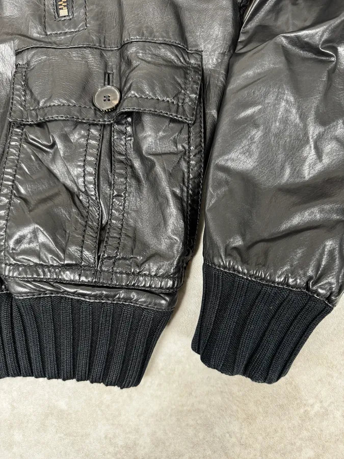 AW2009 Gucci Madonna Black Leather Premium Buttoned Jacket CXRakZN 7