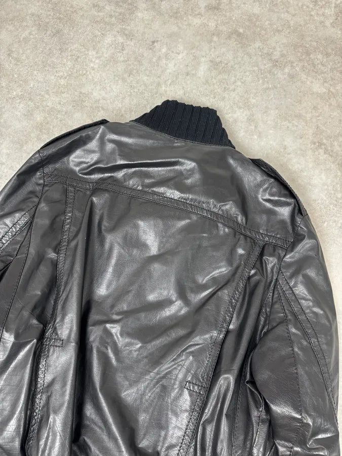 AW2009 Gucci Madonna Black Leather Premium Buttoned Jacket CXRakZN 5