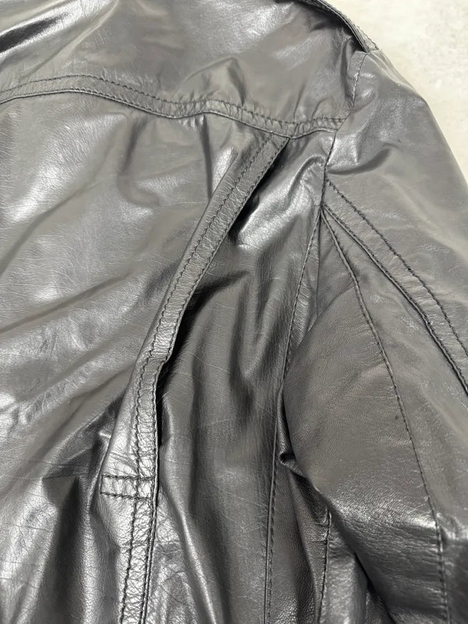 AW2009 Gucci Madonna Black Leather Premium Buttoned Jacket CXRakZN 8