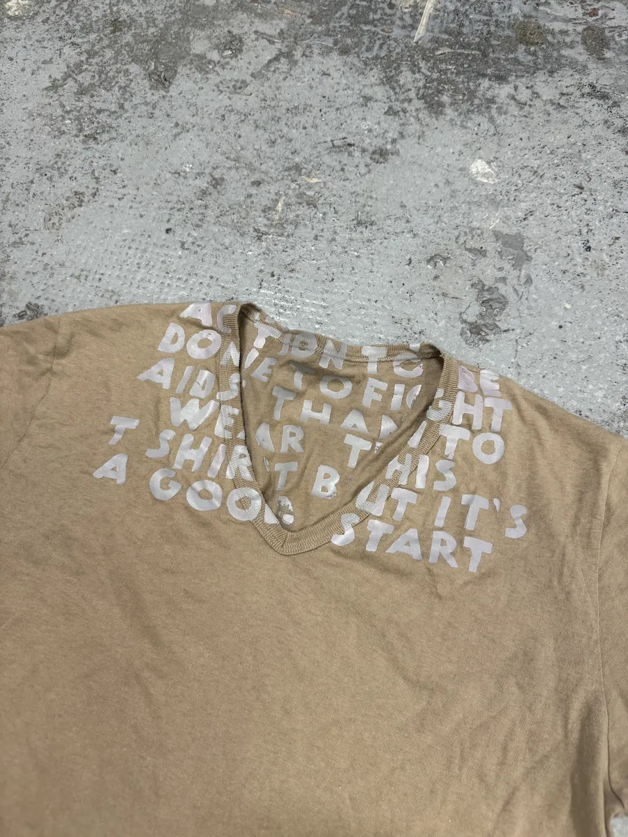 AW2009 Maison Margiela Aids V Neck Beige T-Shirt EFOeibv 7